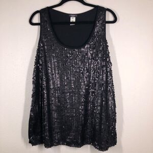 Cocomo Women’s Black Sequin Tank Top Plus Size 2X
